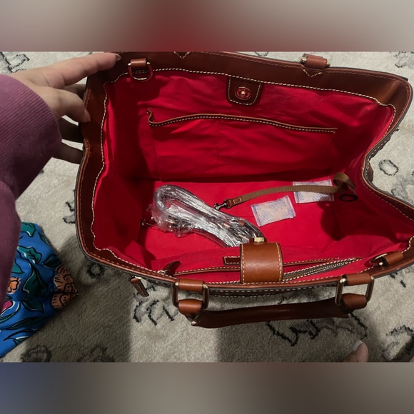 Dooney & Bourke Ostrich Zip Satchel - Picture 3 of 4